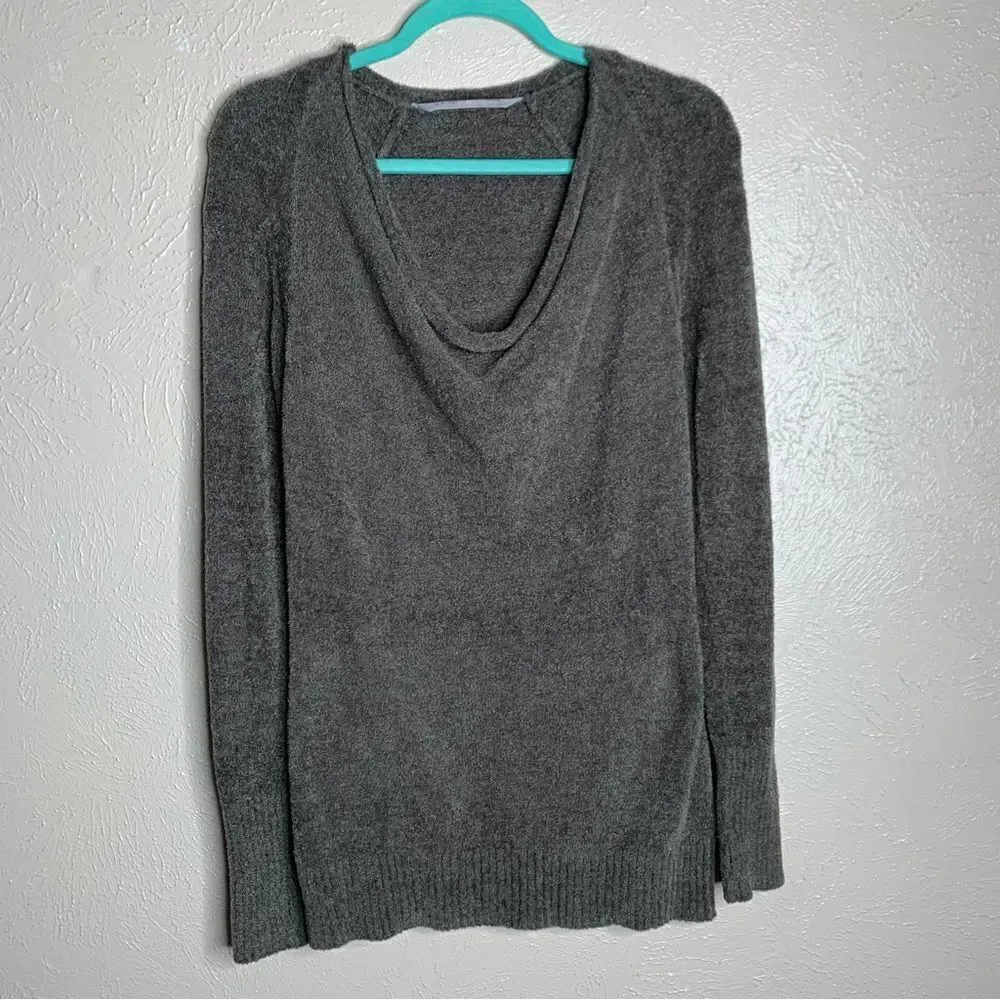 Athleta cuddle up cozy draped neckline chenille pullover sweater dark taupe‎
